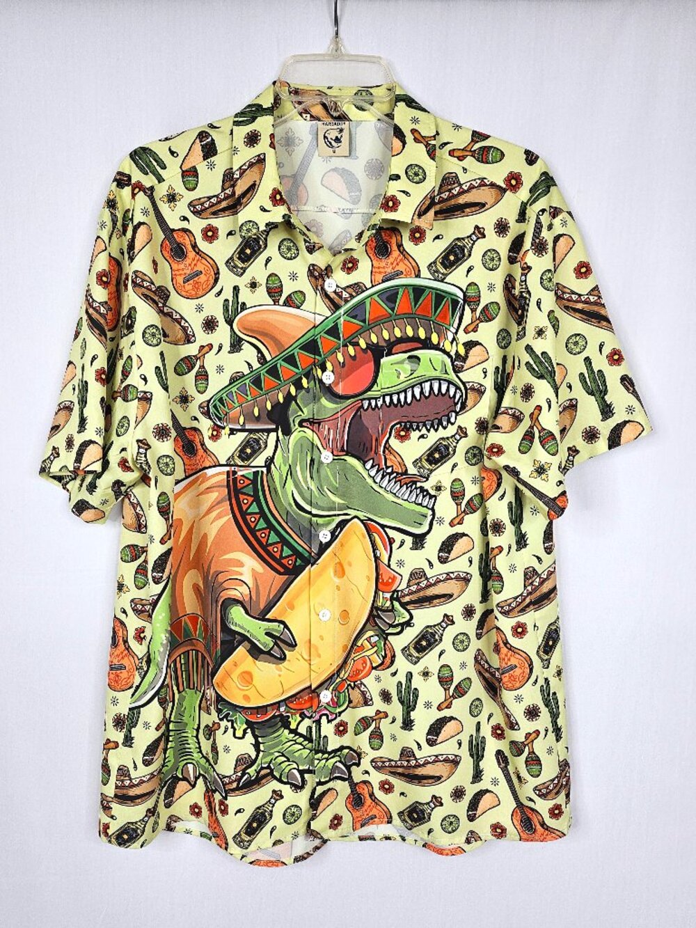 Hardaddy | T-Rex Taco Shirt | Tropical Novelty Button Up | Size M